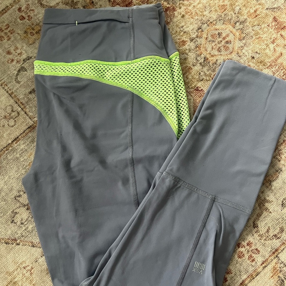 Victoria's Secret VSX Sport Light Gray and Lime Leggings